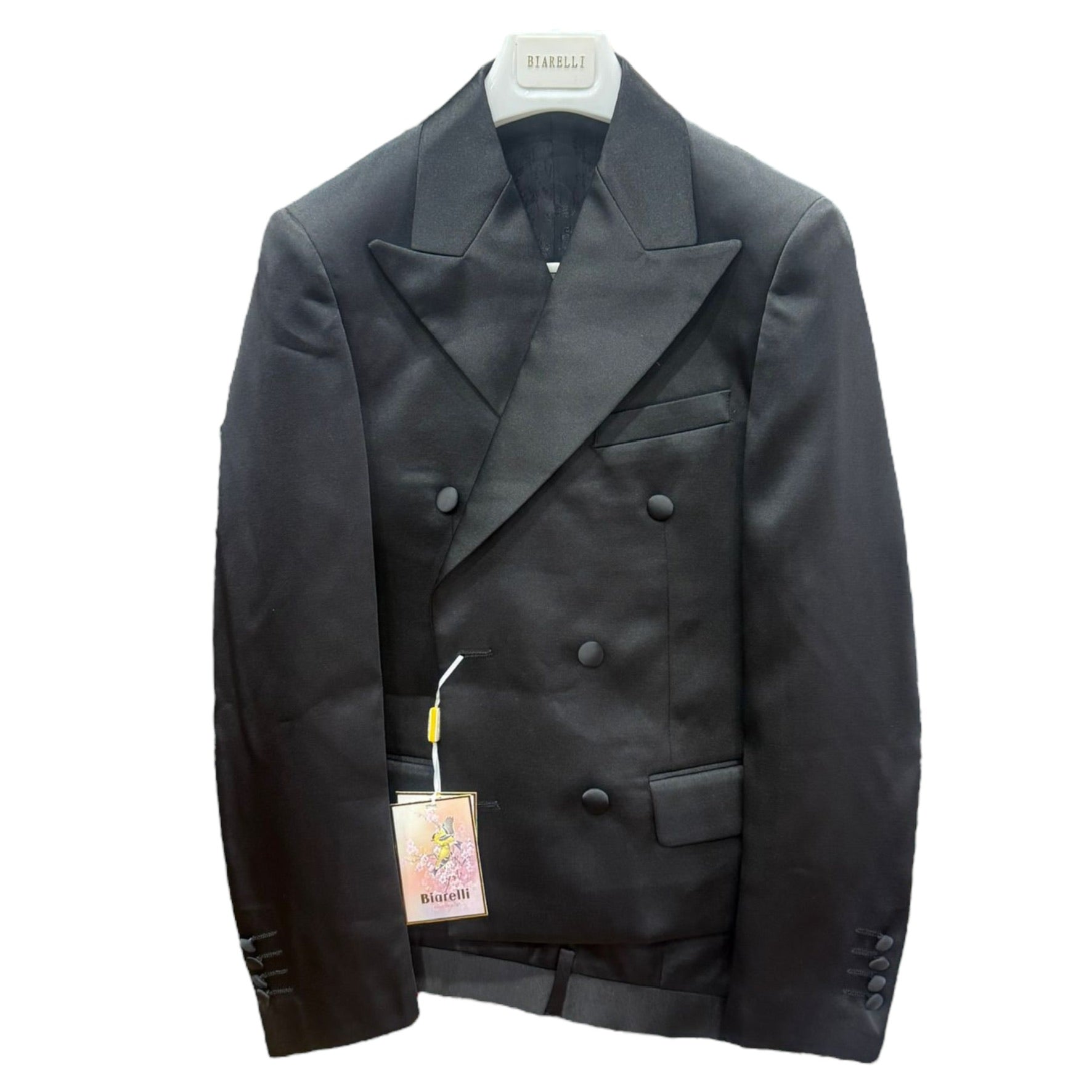 BIARELLI: 2PC. SATIN CROP SLIM FIT SUIT BLX-5021